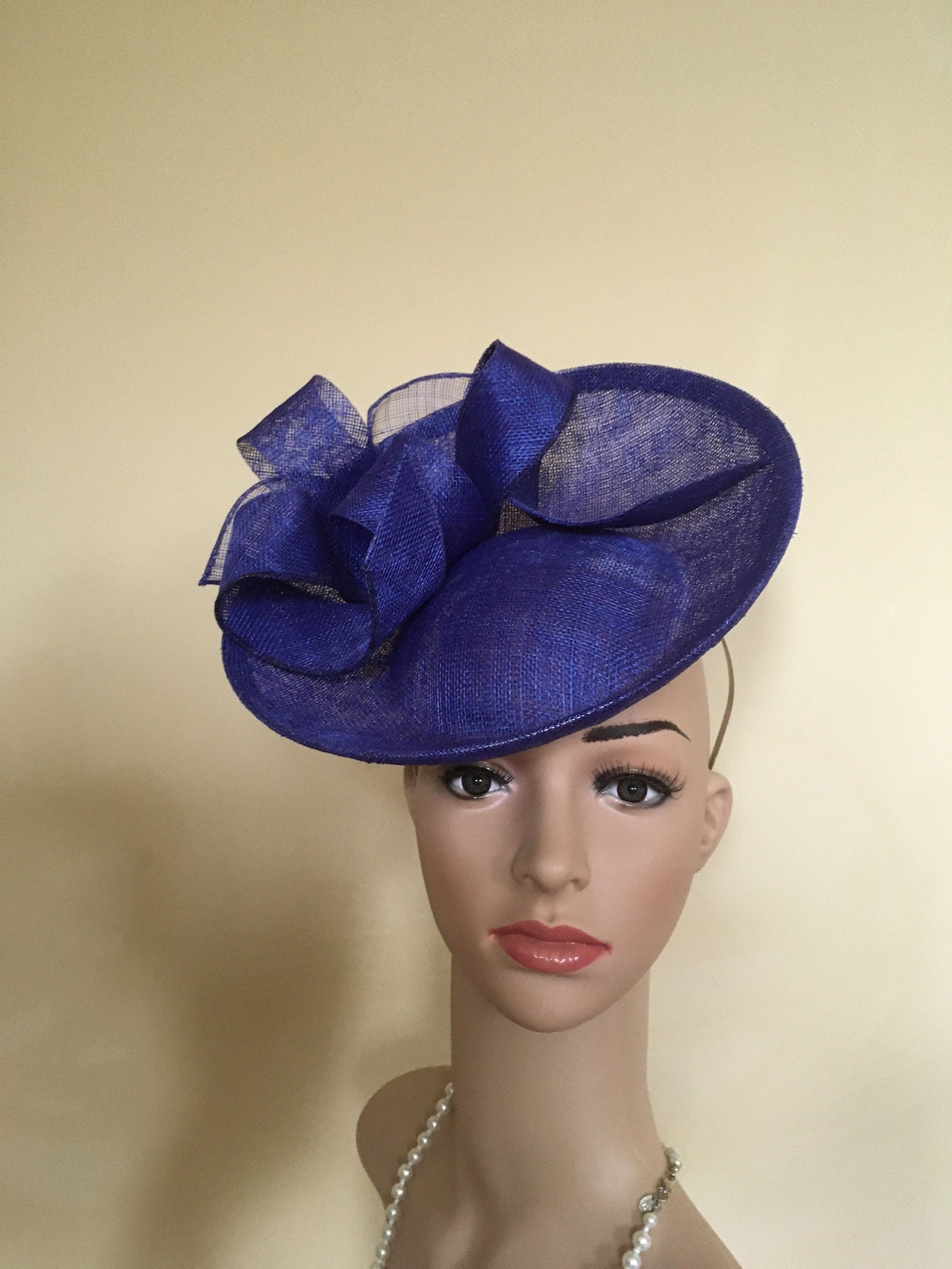 Royal Blue Fascinator Royal Blue Saucer Hat Royal Blue Wedding | Etsy UK