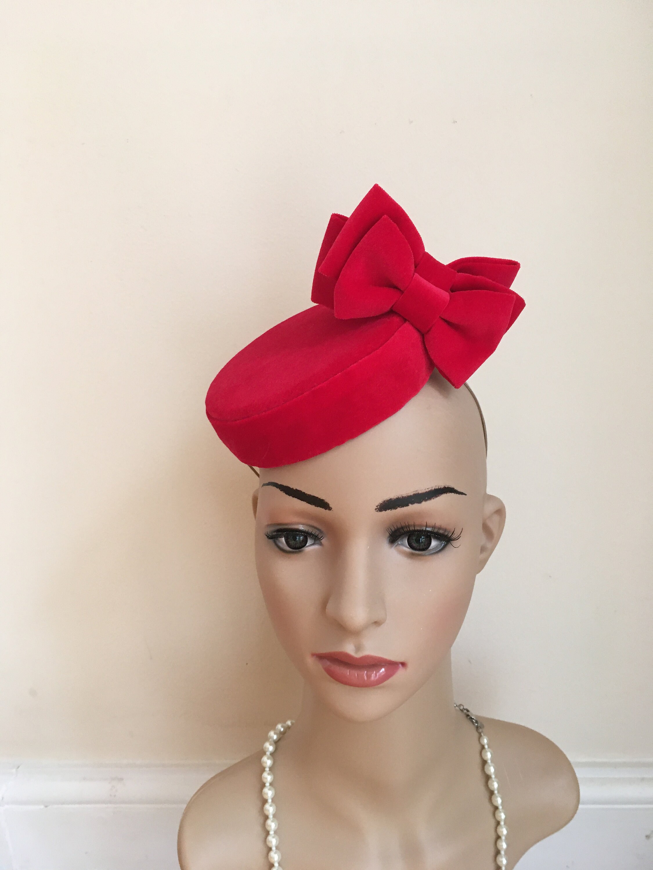 Red Fascinator Wedding Hat Wedding 