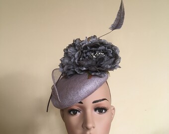 Pewter Pillbox Hat.dark Grey Pillbox 