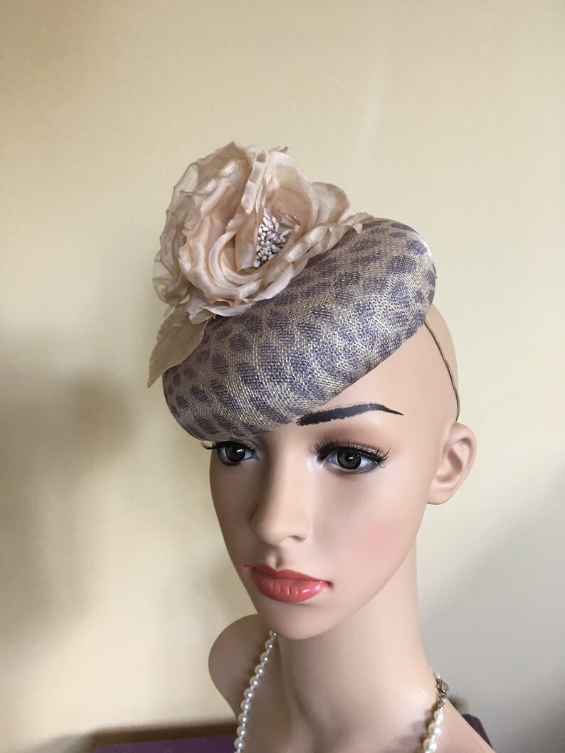 brown hat.beige percher.Ascot hat 