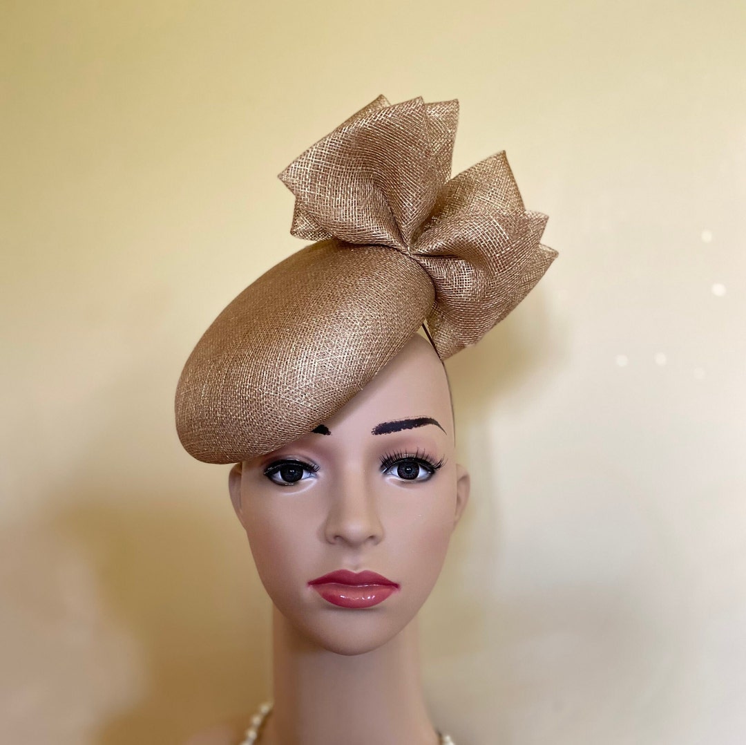 Gold Wedding Hat Gold Fascinator Gold Royal Ascot Hat Gold Etsy
