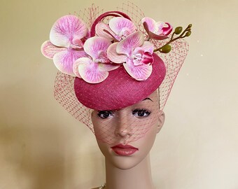 Pink wedding hat Pink fascinator Pink pillbox hat Wedding hat Hats and fascinators Ascot hat Ascot fascinator Wedding fascinator Pink hat.