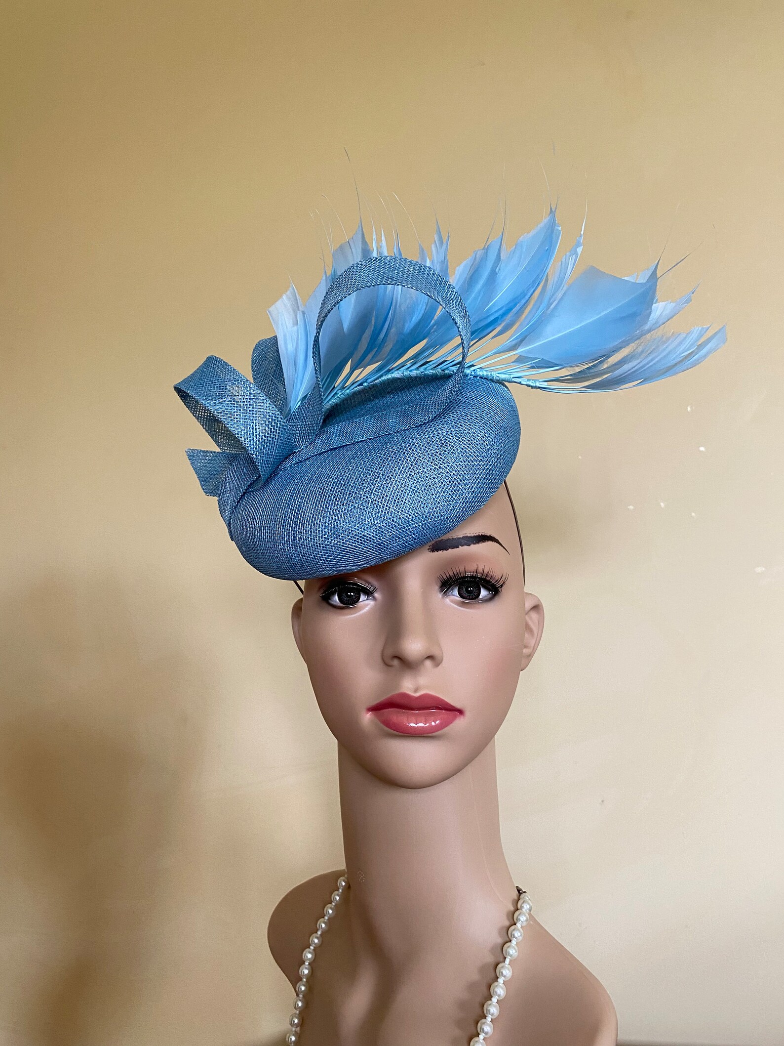 Light Blue Wedding Hat Light Blue Ascot Hat Light Blue Etsy