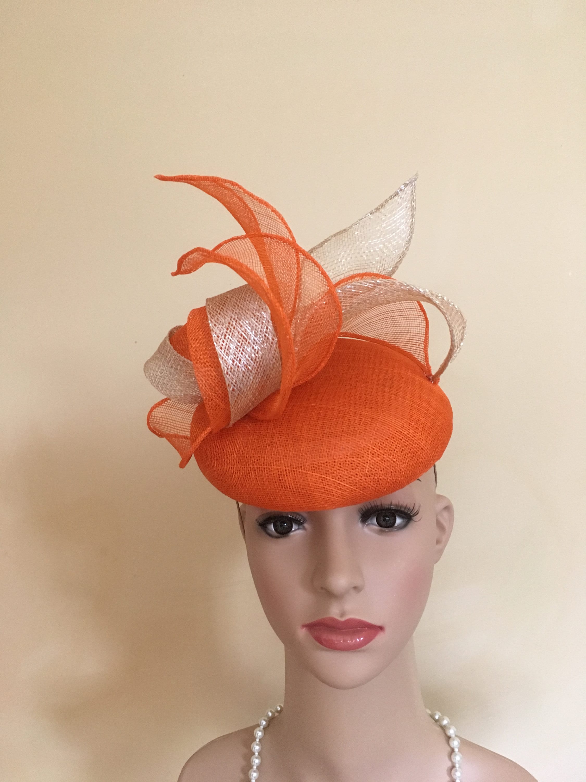 Orange wedding hat.Orange wedding hats. Orange race day hat. Etsy