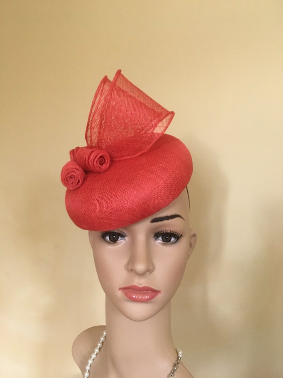 Orange wedding hat Coral wedding hat 