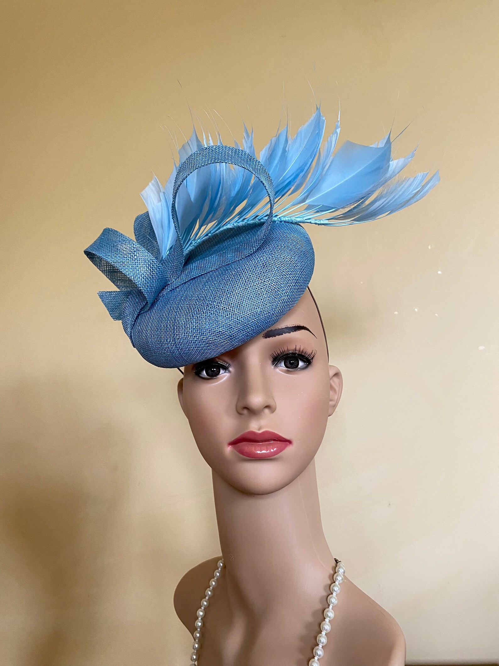Light Blue Wedding Hat Light Blue Ascot Hat Light Blue - Etsy