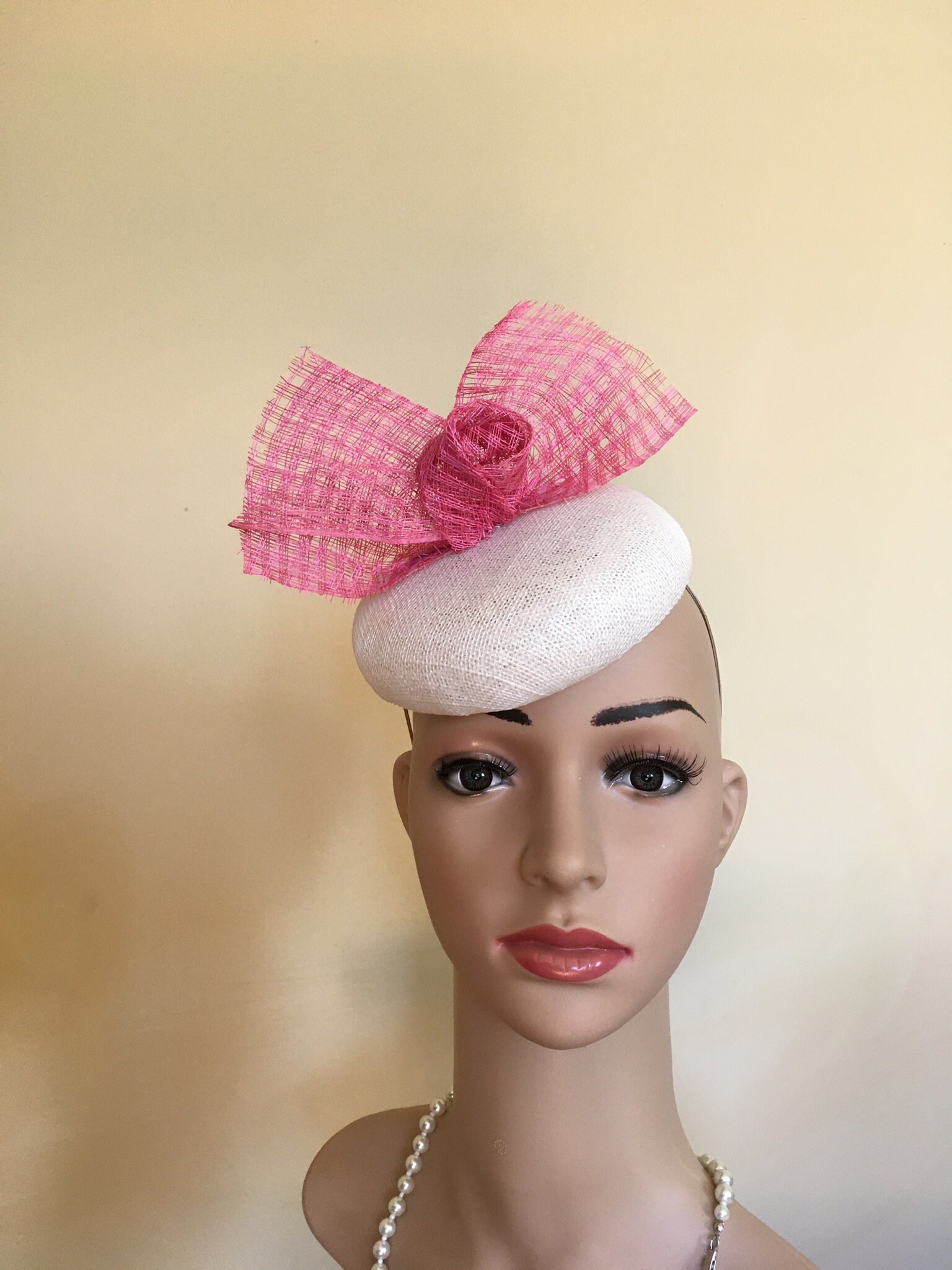 White wedding hat.White Pillbox hat 