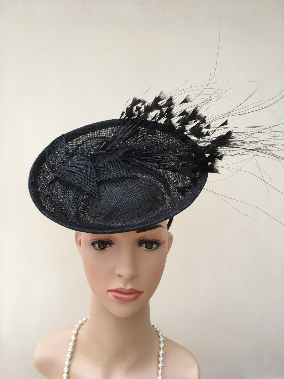 Black wedding hat Black fascinator Black saucer hat Black hats Wedding
