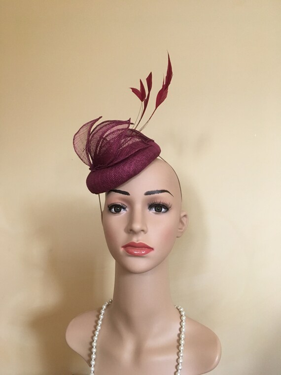 wine coloured wedding hats