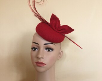 Red Hat Wedding Hat Ascot Hat Races Hat 