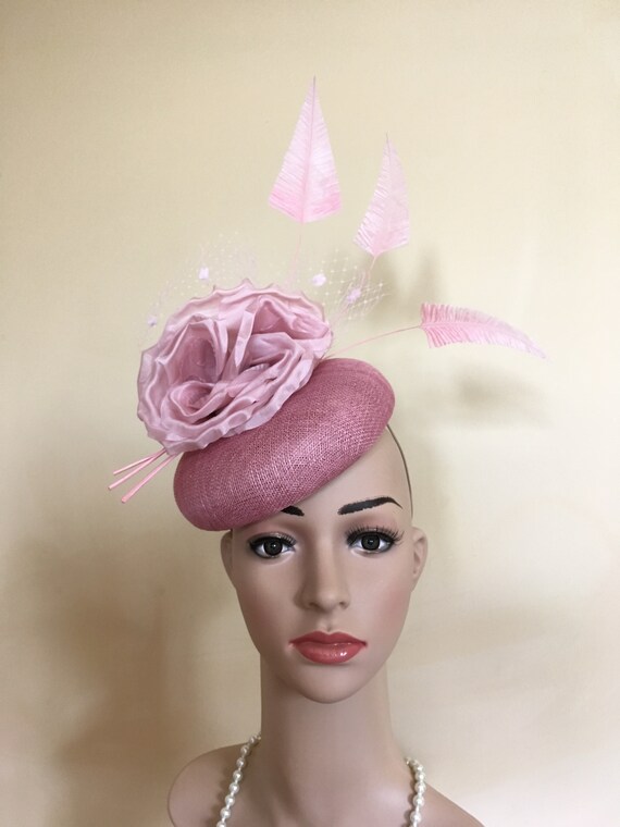 dusky pink hats for weddings