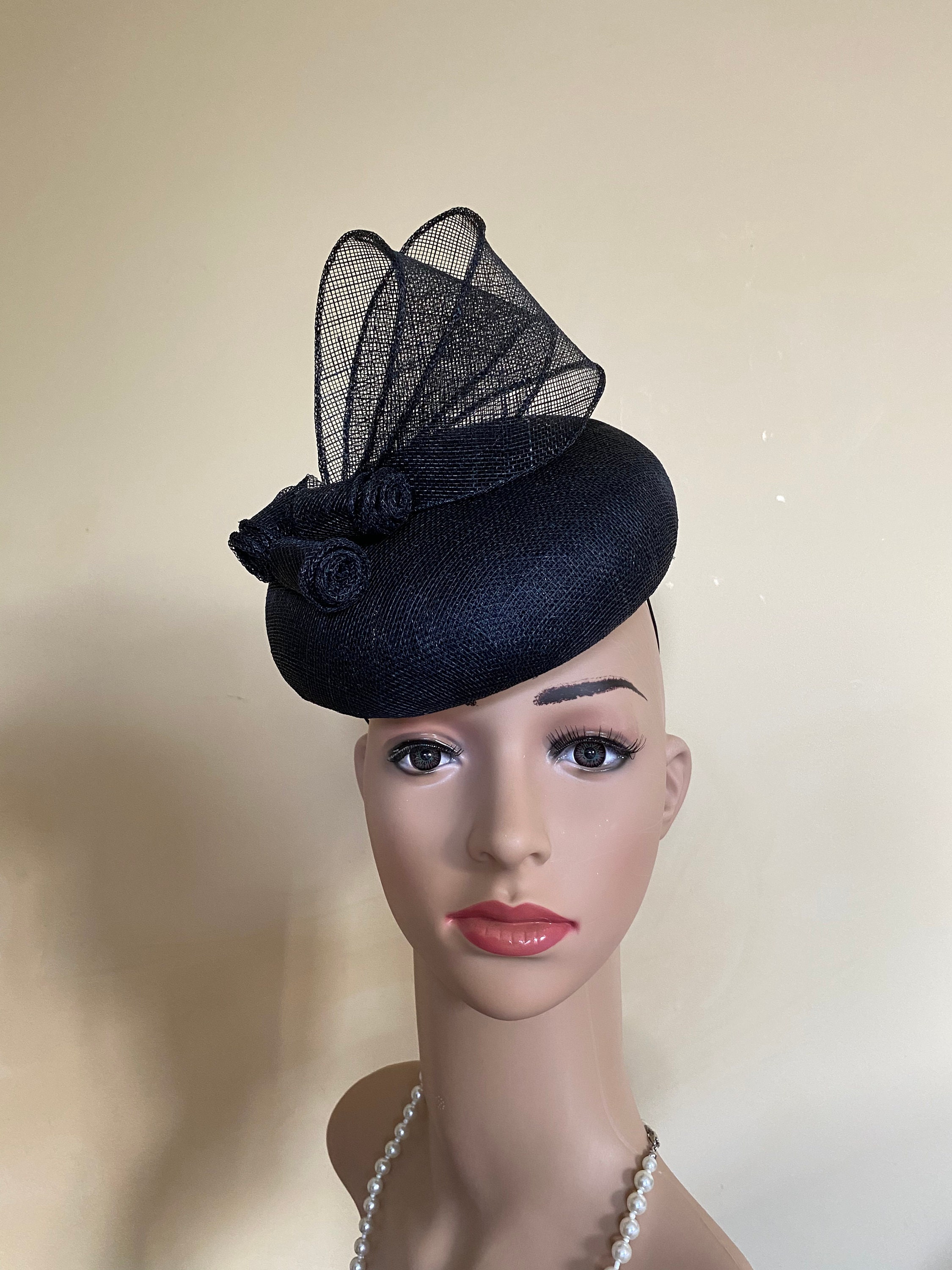 Black Hat Black Wedding Hat Black Hats Black Fascinator Hats Etsy