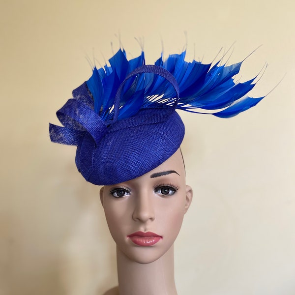 Royal blue Ascot hat Royal blue Ascot fascinator Royal blue wedding hat Royal blue fascinator Hats and fascinators Ascot hat Wedding hat.