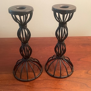 Black wired candlestick candelabra holder