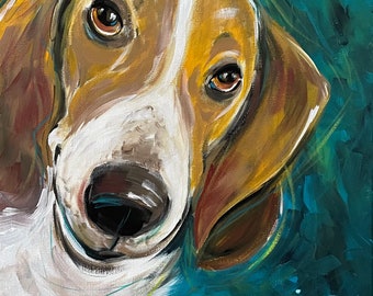 Custom Hand-Painted Pet Portrait, Acrylic on Canvas, Pet Memorial