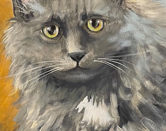 Custom Pet Portrait, Hand-Painted Acrylic on Canvas, Pet Memorial Art