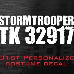 501st Personalized Costume ID decal stickers