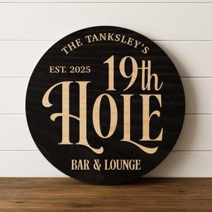 Personalized 19th Hole Golf Bar Sign – 3D Layered Wood Wall Art for Home Bar, Man Cave or Clubhouse Lounge – Custom Golf Gift