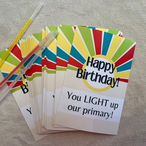 Happy Birthday Primary Handout Glow Stick Birthday Gift - Etsy