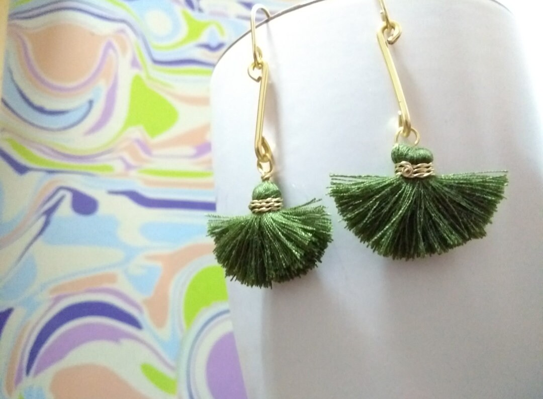 Pair of tassels | Turbante | Olive green - Fortuny