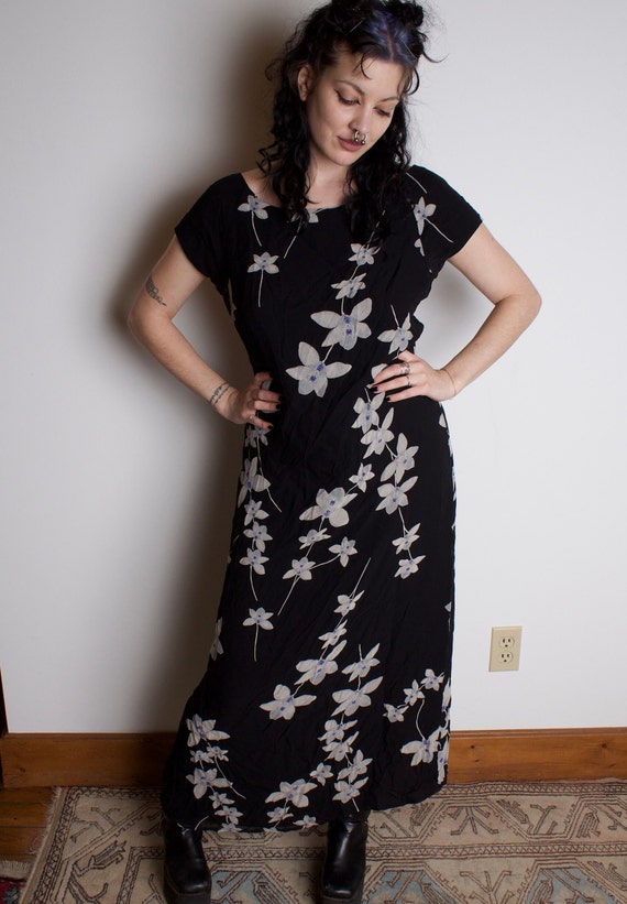 90s FLORAL MAXI DRESS whimsy goth - image 3