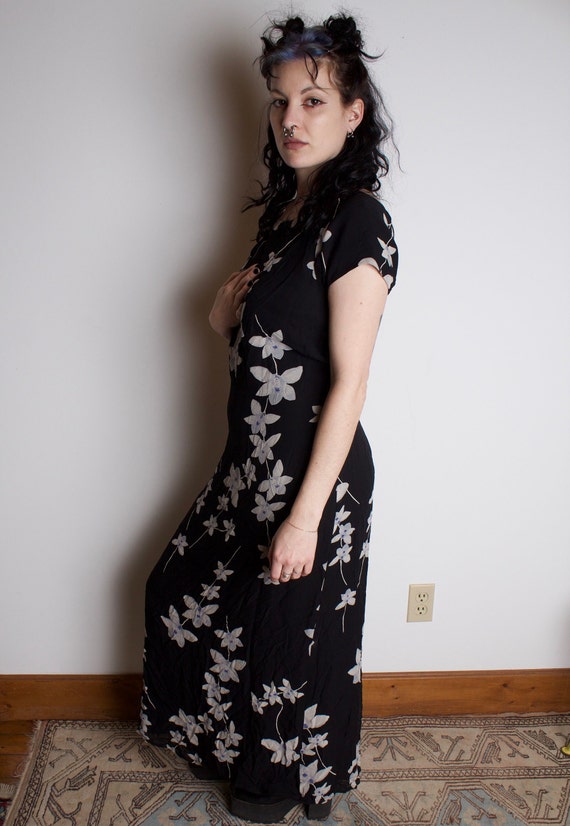 90s FLORAL MAXI DRESS whimsy goth - image 6