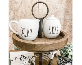 Cream and Sugar Set, Tiered Tray Decor, Rae Dunn Inspired, Creamer, Sugar Bowl, Coffee Bar Decor, Coffee Tiered Tray Decor, Sugar and Cream,
