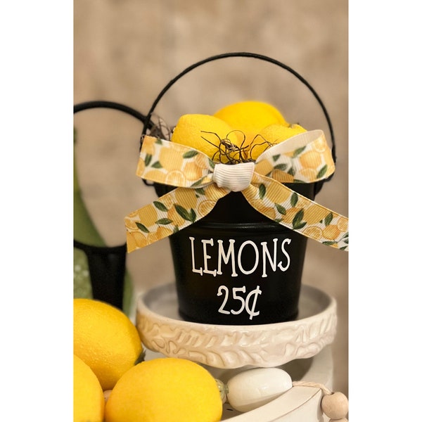 Tiered Tray Decor, Lemon Tiered Tray, Lemon Decor, Summer Tiered Tray Decor, Two Tiered Tray, Summer Decor, Lemons, Summer Tray, Lemonade