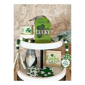 St. Patricks Day Decor, St. Patricks Day Tiered Tray Decor, Tiered Tray Decor, Lucky Charm, Irish, Luck of the Irish, Irish Tiered Tray