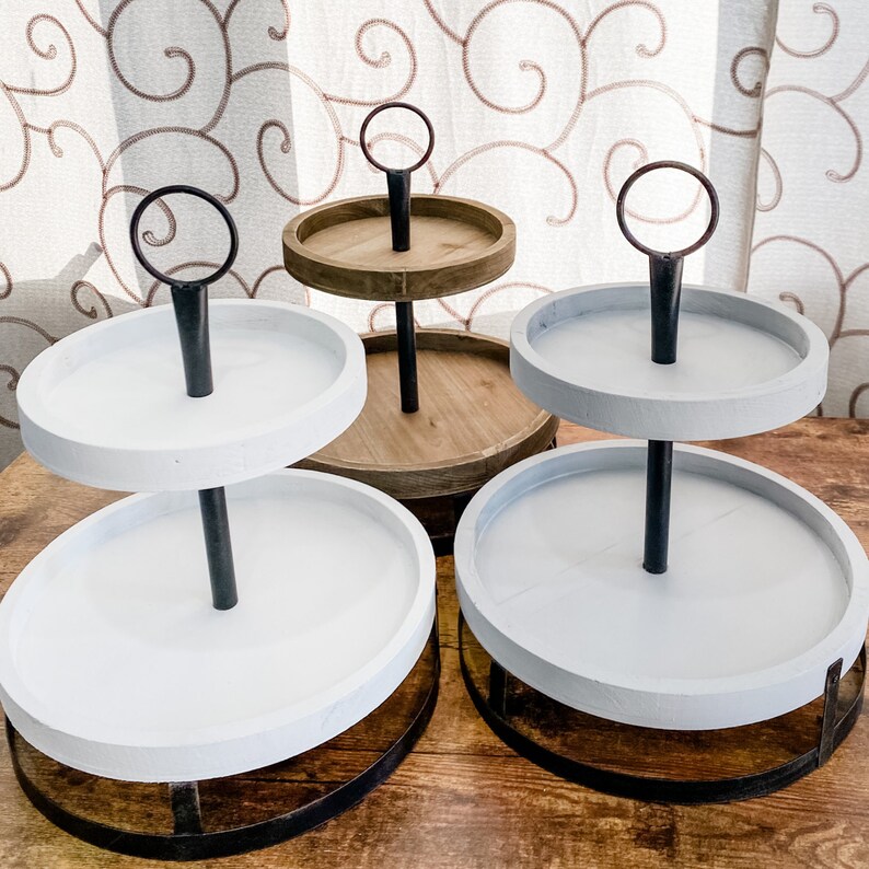 Tiered Tray Tiered Tray Wood Tiered Tray Kitchen Decor Etsy