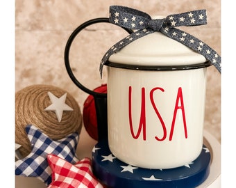 Americana Decor, 4th of July Decor, Patriotic Decor, Memorial Day Decor, Americana, Americana Centerpiece, Tiered Tray Decor, Home Decor