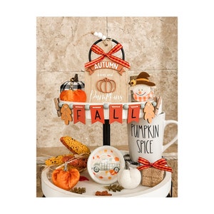 Fall Decor, Fall Tiered Tray Decor, Pumpkin Decor, Pumpkins, Fall Tiered Tray Decor BUNDLE, 10+ Items, Haybale, Pumpkin Spice, FREE Shipping