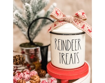 REINDEER TREATS JAR, Christmas Tiered Tray Decor, Marshmallows, Candy Canes, Holly Jolly, Reindeer Food,  Mini Marshmallows, Christmas Decor