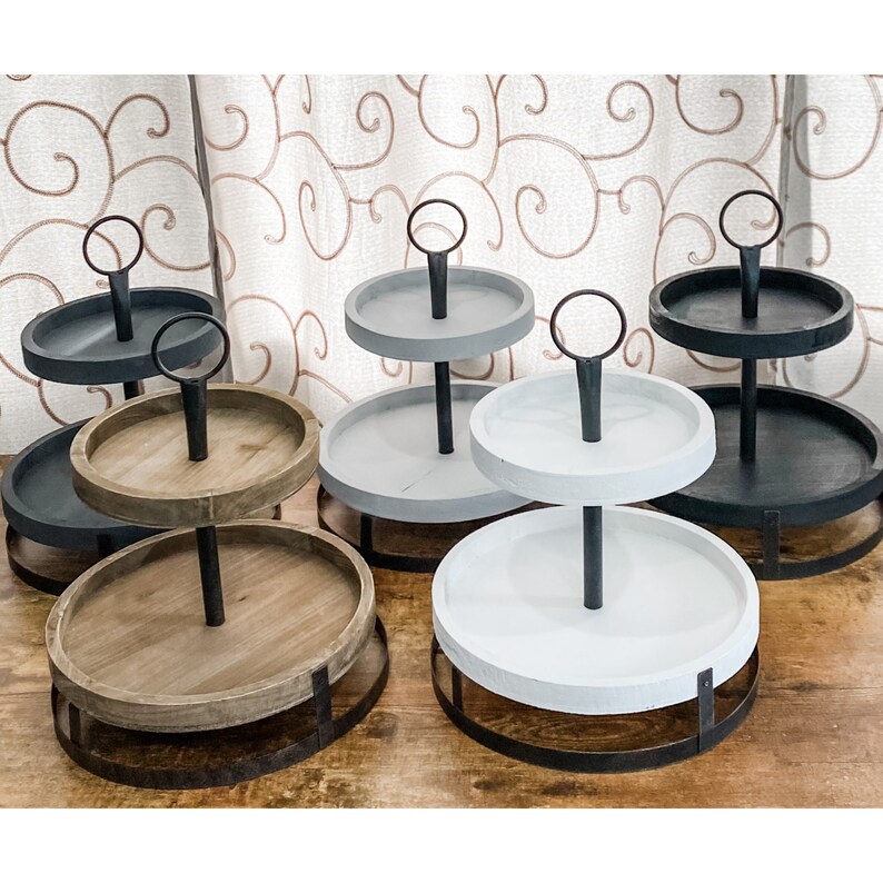 Tiered Tray Tiered Tray Wood Tiered Tray Kitchen Decor Etsy
