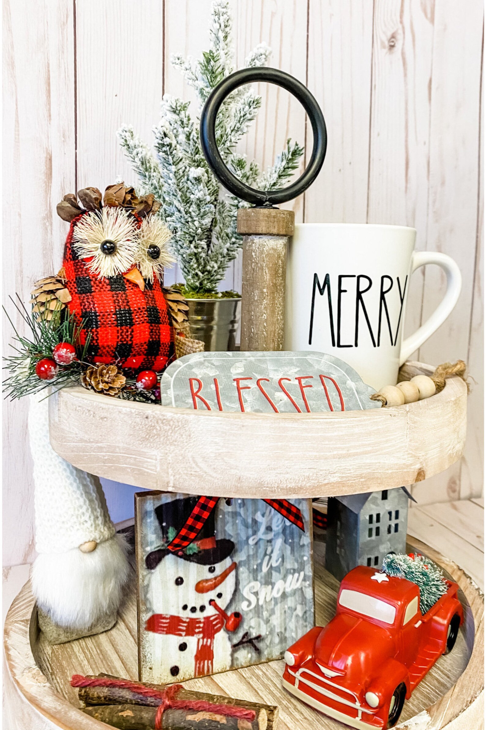 Christmas Tiered Tray Decor Tiered Tray Decor Bundle Nine Etsy