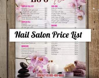 Nail Salon Price List / Spa Salon Menu / Beauty Price List (Design Only)