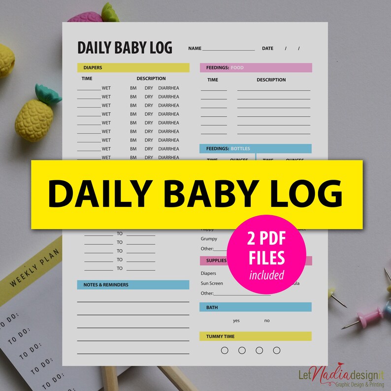 Baby Care Log Infant Daily Log Baby Tracking Log Baby Etsy