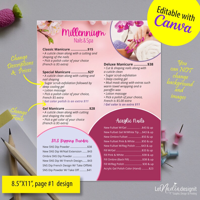 4page Nail Salon Menu Template Nail Salon Price List Etsy