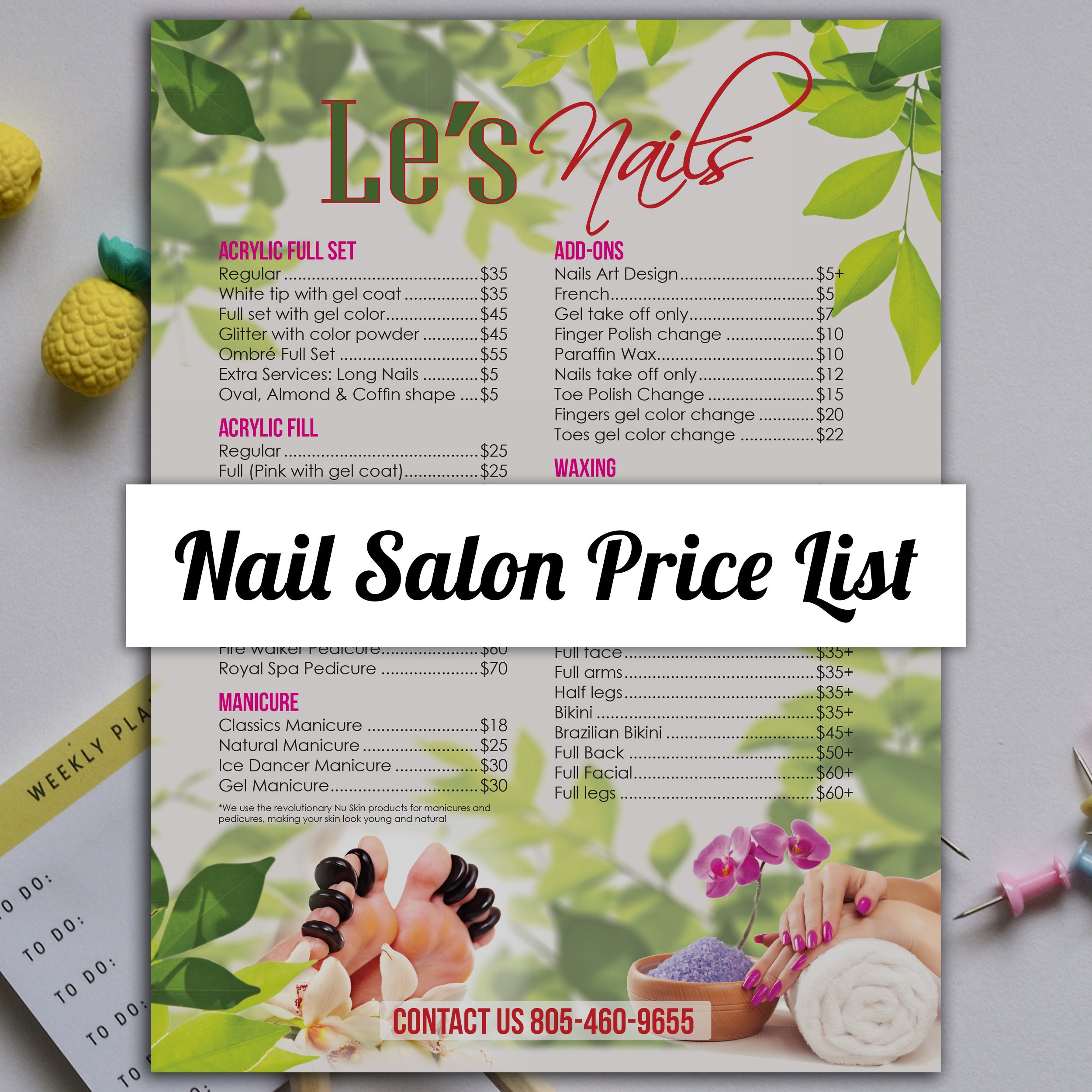 Nail Salon Price List Design Only