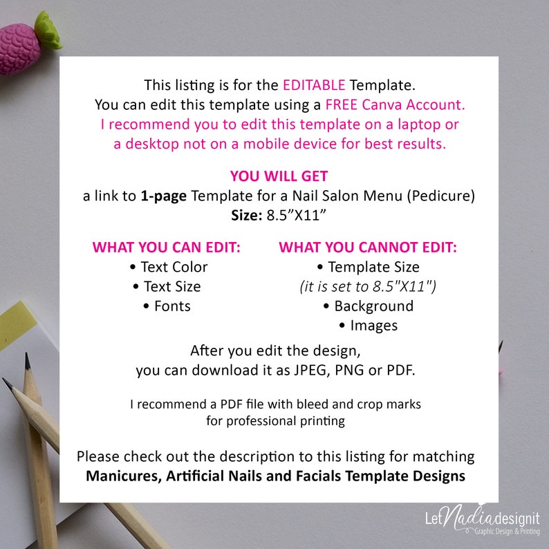 Pedicures Price List 8.5x11 Nail Salon Price Etsy