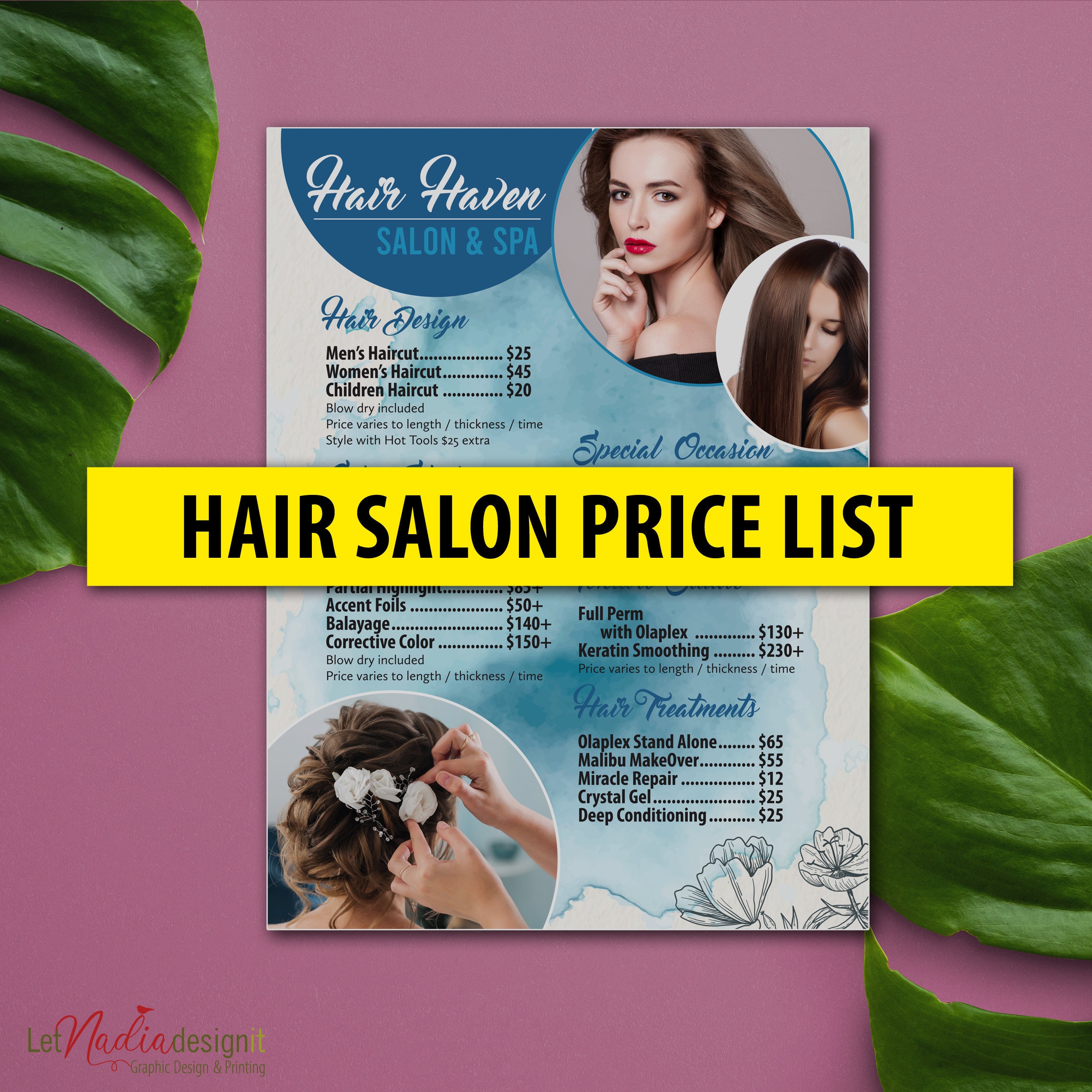Hair Salon Price List Design Hair Salon Menu Design DESIGN - Etsy Hair Salon Price List Design Hair Salon Menu Design DESIGN - Etsy
