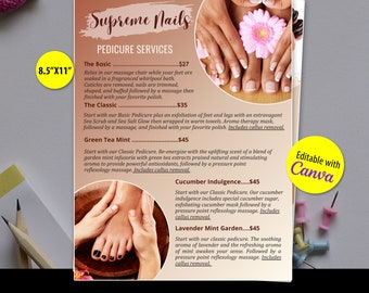 2-page Pedicure Menu Template | Nail Salon Price List Template| Pedicure Services Nail Salon Menu (TEMPLATE ONLY)