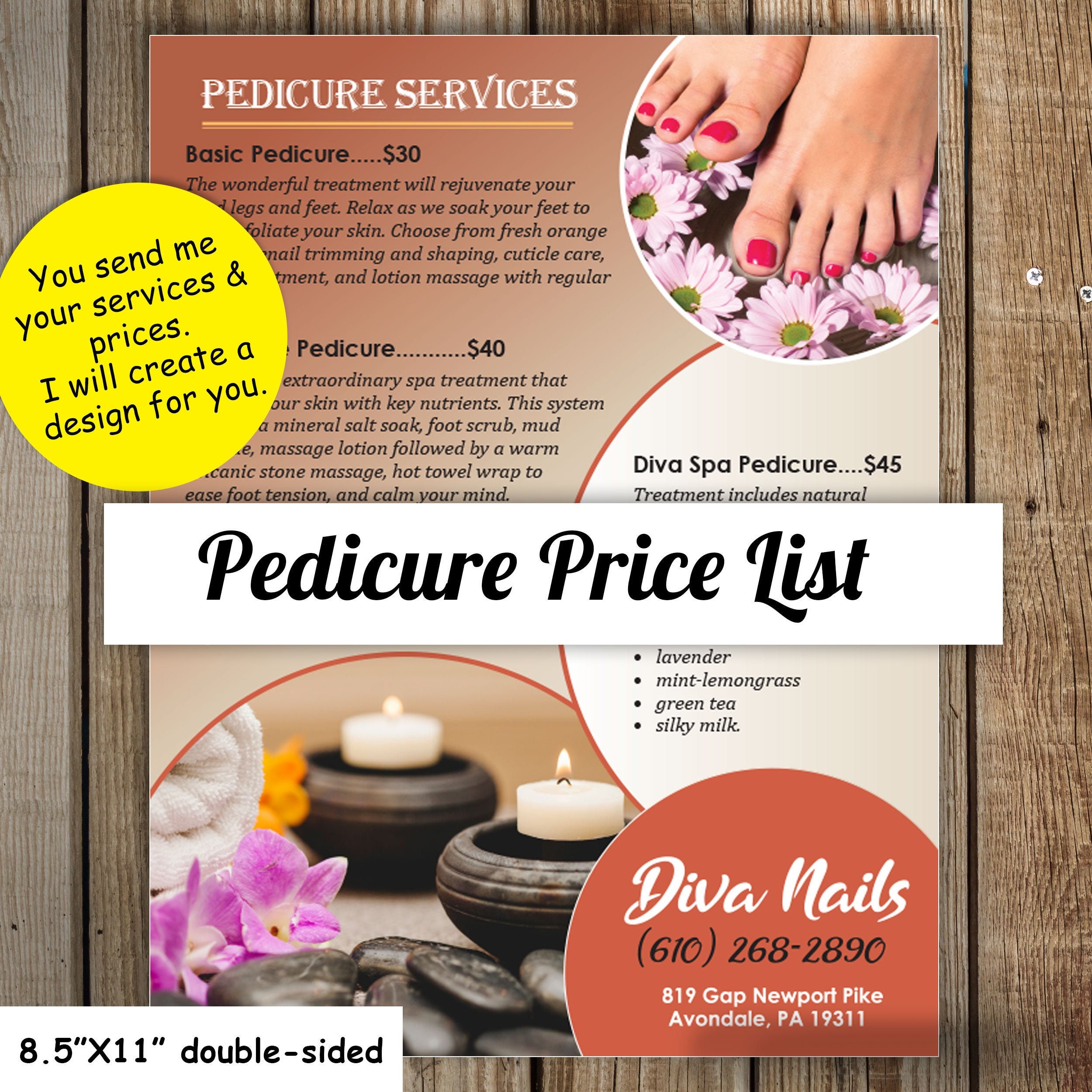 2-page Pedicure Price List Design Pedicure Menu Design Nail - Etsy