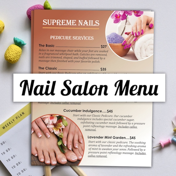 Menu For Nail Salon Design Only Etsy