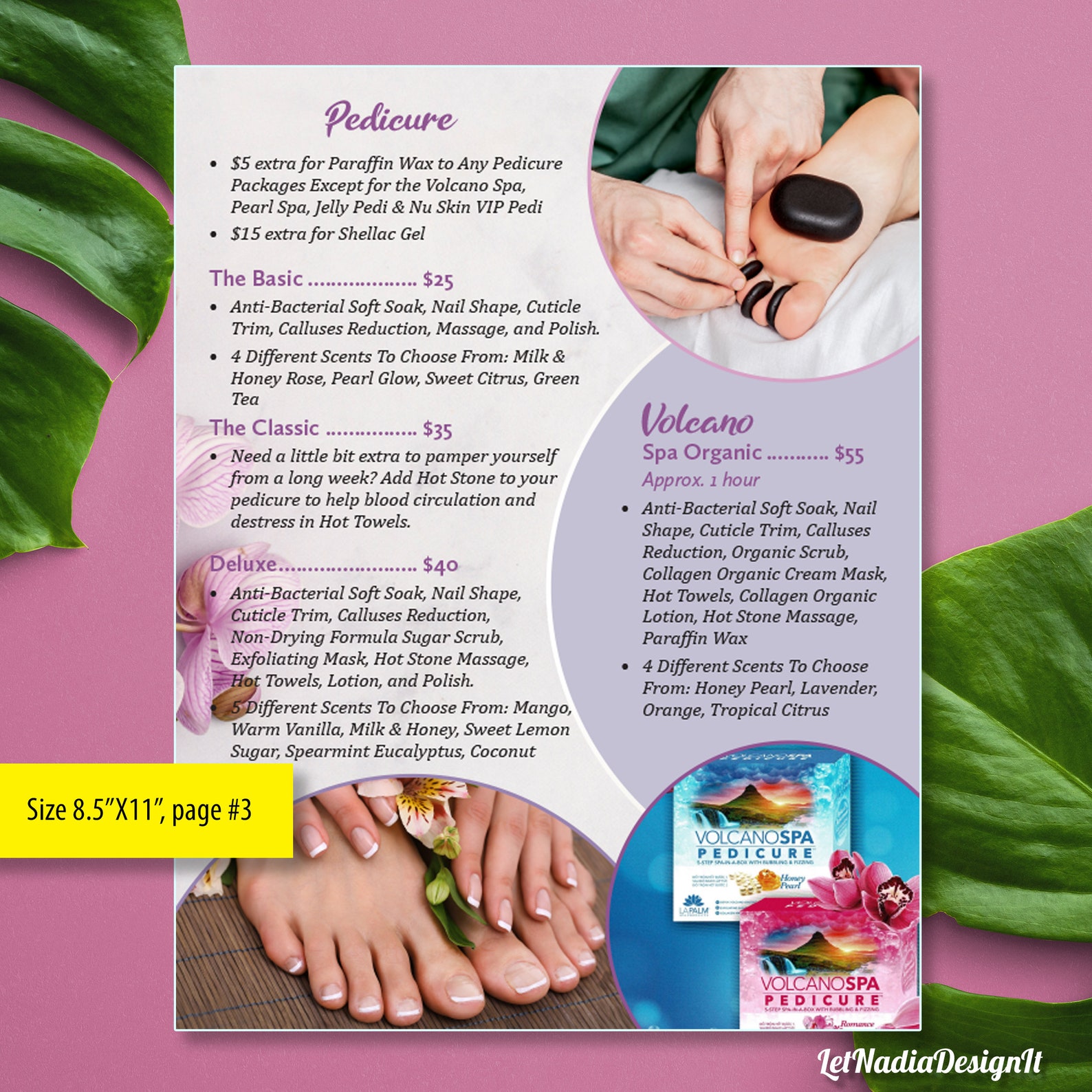 4page Nail Salon Menu Nail Salon Price List Pedicure Etsy