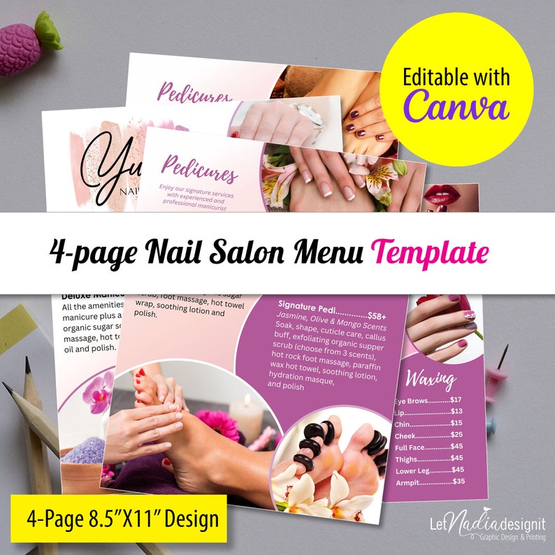 4page Nail Salon Menu Template Nail Salon Price List Etsy