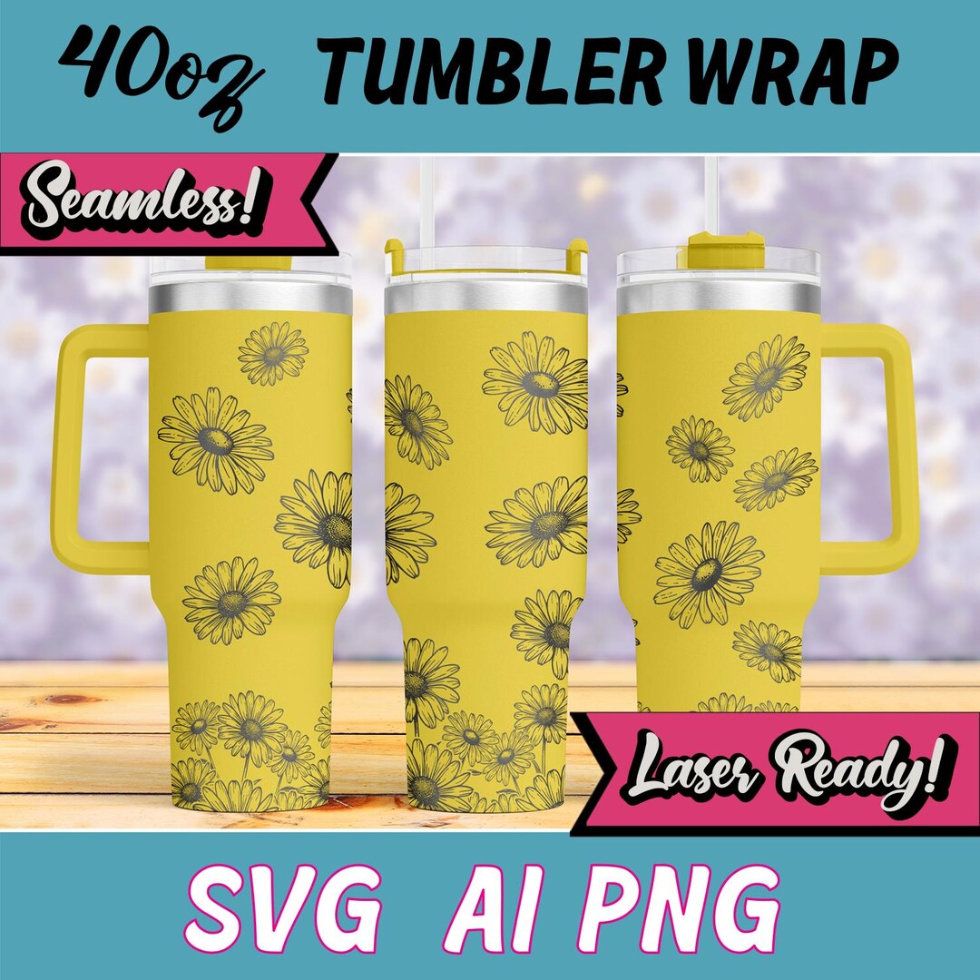 Daisy Flower Tumbler Laser Svg, 40oz Tumbler Full Wrap Laser Svg, Laser ...