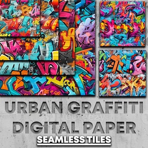 Urban Graffiti Digital Paper Seamless Tile 10 Pack