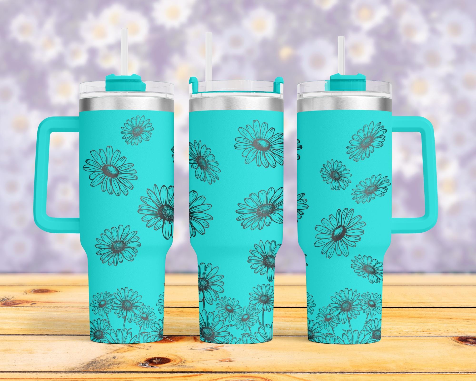 Daisy Flower Tumbler Laser Svg, 40oz Tumbler Full Wrap Laser Svg, Laser ...