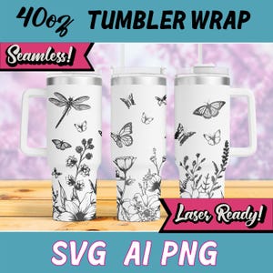 Spring Flowers Tumbler Laser Svg, 40oz Tumbler Full Wrap Laser Svg, Laser Engraved Svg, Tumbler Laser File, Laser Tumbler Wrap